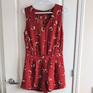 Dynamite Red Floral Jumpsuit